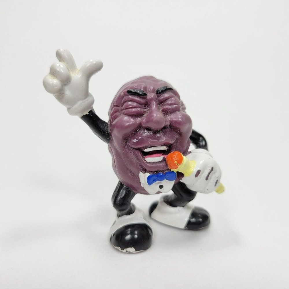 1987 California Raisin Singer Mic Pointing Black/White Shoes 2.5" Figure Calrab